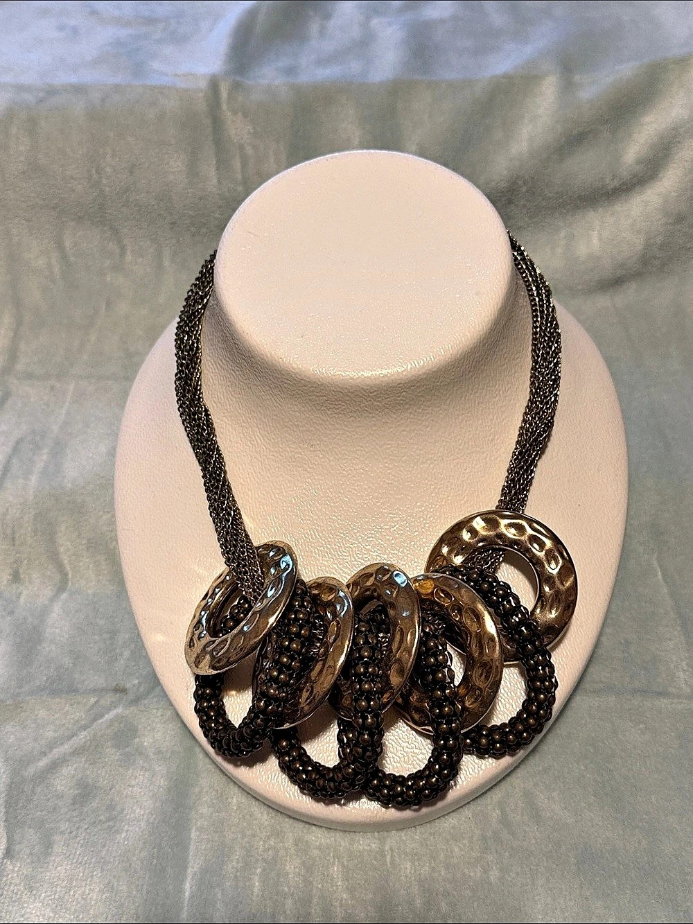 Chico's Layered Statement Necklace in Brown & Gold